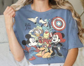 Mickey y sus amigos de Marvel Avengers PNG, diseño de superhéroe de cómic, regalo infantil de Marvel Disney, descarga digital para viaje familiar