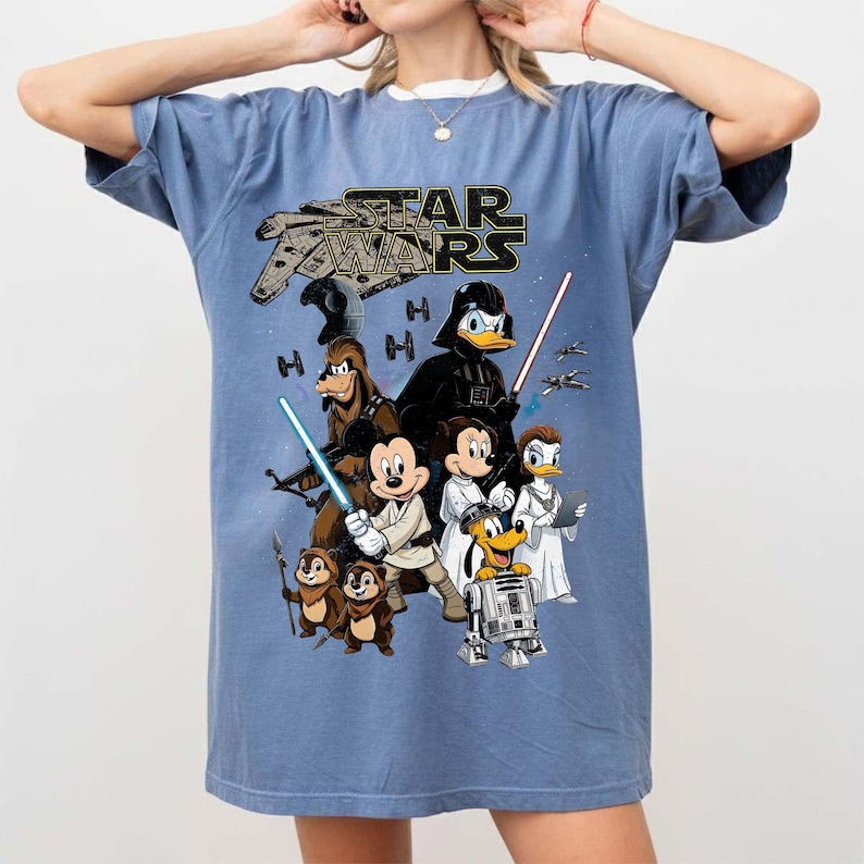 Vintage Disney Star Wars PNG, Retro Mickey And Friends Jedi, Family Vacation, Disney Trip 2026, Gift For Disney Fans Digital Download image 7