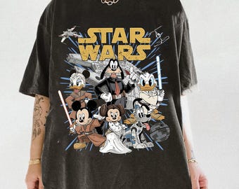 Retro Star Wars Mickey & Friends Jedi PNG, Sci-Fi Cartoon Design, Disney Fan Gift, Family Vacation Digital Download