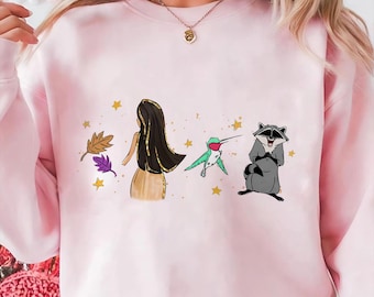 Aquarel Disney Pocahontas PNG, Meeko & Flit Design, Colors of the Wind Artwork, Girly Girls Trip Magic Kingdom digitale download