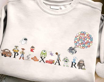 Vintage Disney Pixar Characters PNG, Toy Story Up Remy Monsters Inc Cars Incredibles Design, Disney Vacation Pixar Fest Digital Download