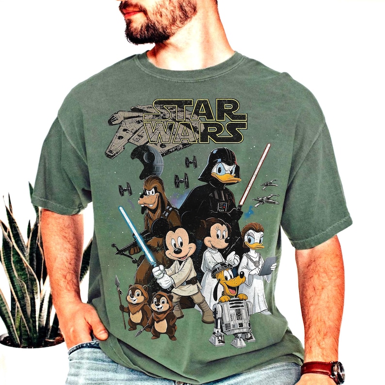Vintage Disney Star Wars PNG, Retro Mickey And Friends Jedi, Family Vacation, Disney Trip 2026, Gift For Disney Fans Digital Download image 3