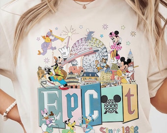 Mickey & Friends Epcot Center Since 1982 PNG, Disney Epcot World Tour Design, Travel Around the World, Family Gift Digital Download