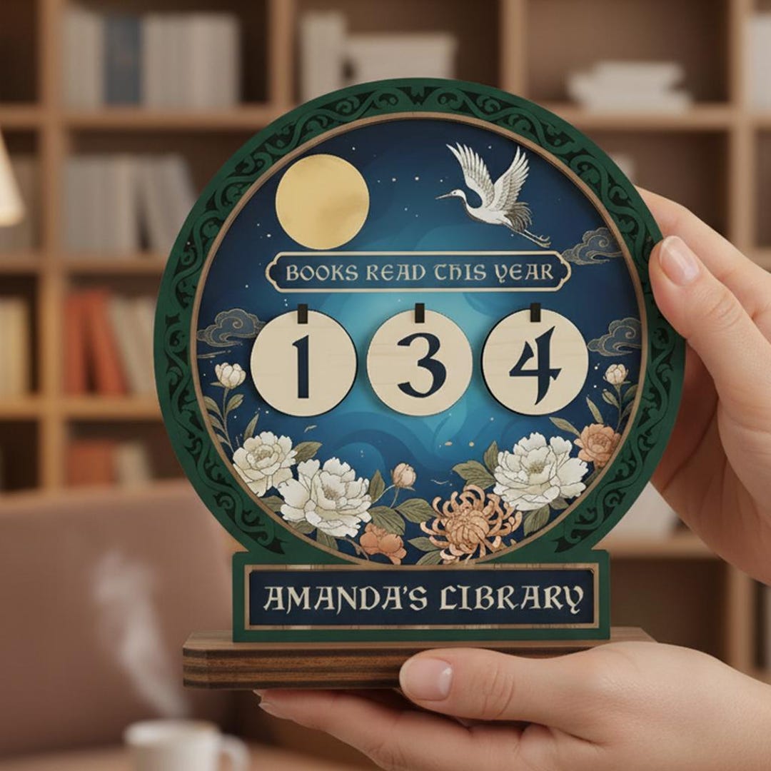 Personalized Round Book Tracker, Books Read This Year Counter, Asian ...