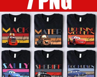 Disney Cars Png Bundle 7 PNG, Lightning McQueen, Tow Mater & Doc Hudson PNG, Toddler Cars PNG, Disneyland Family Vacation