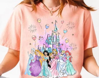 Aquarel kasteel Disney prinses kinderen png, Elsa Rapunzel jasmijn Aurora Assepoester Ariel ontwerp digitale download