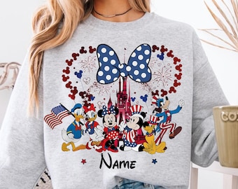 Archivo PNG personalizado de Disney para el 4 de julio, PNG patriótico de Mickey y Minnie a juego, descarga digital del 4 de julio, PNG del Día de la Independencia