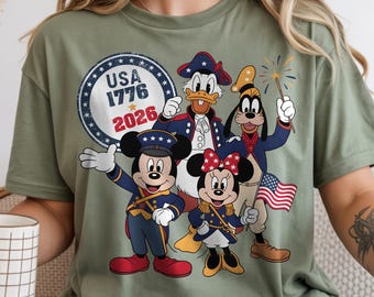 Mickey And Friends USA 250 PNG, 1776–2026 Patriotic Anniversary PNG, Classic Stars America Png, 4th of July Digital Download