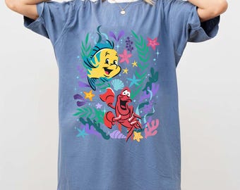 Flounder & Sebastian Floral bajo el mar PNG, Diseño de La Sirenita, Viaje a Magic Kingdom 2026, Descarga digital