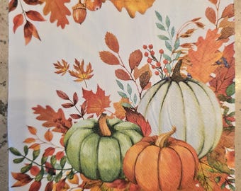 Pumpkin Decoupage Napkins – Autumn Leaves Craft Supply (Set of 2)
