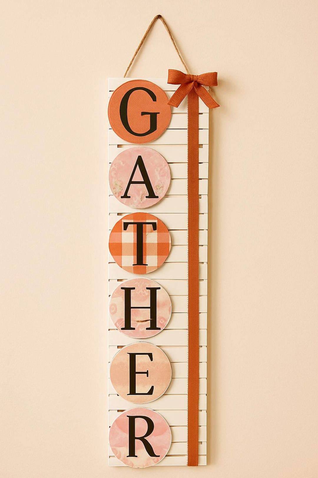 Rustic 'gather' Wall Sign: Farmhouse Style Wood Decor With Bow - Etsy