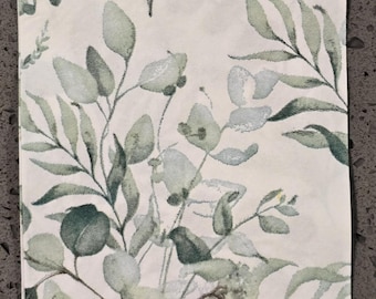 Servilletas de decoupage de eucalipto / Papel con vegetación botánica, juego de 2