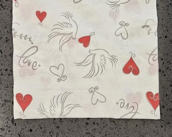 Angel Heart Decoupage Napkins – Set of 2 | Love Dove Craft Paper | Valentine DIY