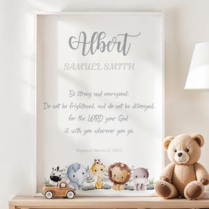 Personalized Baptism Gift for Boy • Custom Digital Print with Bible Verse • Baby Name Wall Art from Godparents • Nursery Decor Printable