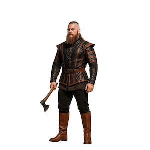 Handmade Black Leather Medieval Doublet: Renaissance Viking Costume