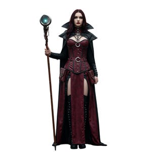 Blood Moon sorceress Costume - Gothic Vampire Cloak - Dark Fantasy Cosplay Outfit for Women - Halloween Cosplay Outfit