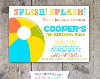beach ball invite etsy