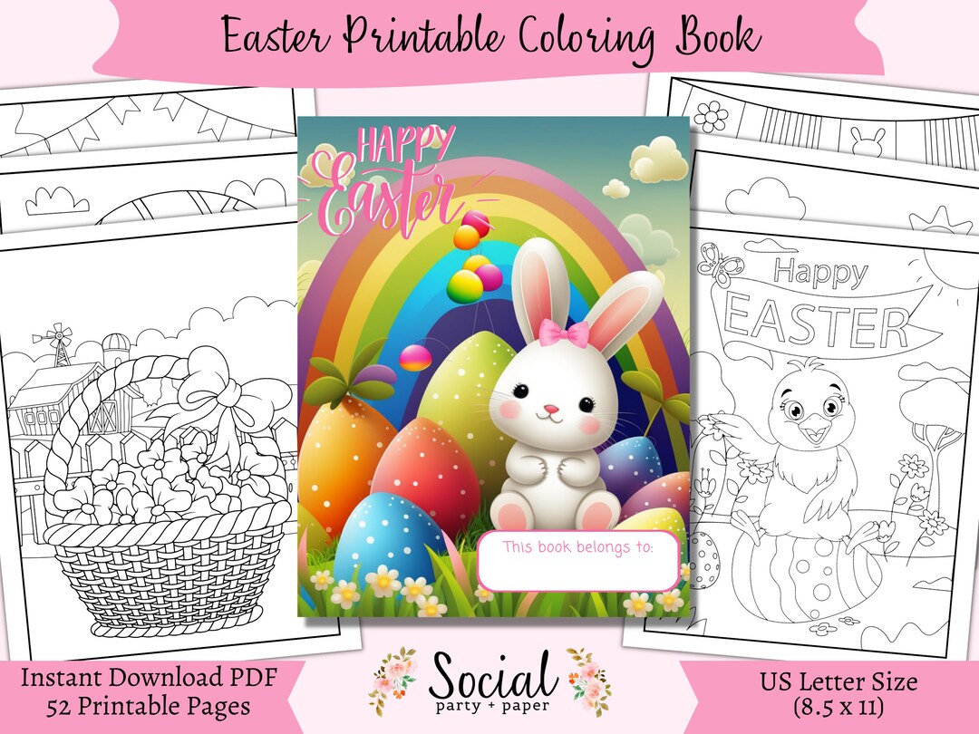 Easter Coloring Book - Instant Digital Download PDF - 52 Pages - Etsy