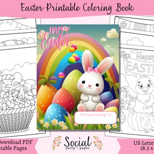 Easter Coloring Book -  Instant Digital Download PDF - 52 Pages