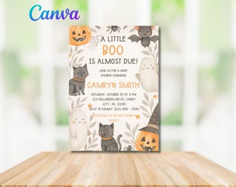 A Little Boo Is Almost Due, Halloween Baby Shower Invitation, Cute Halloween Baby Shower, A Little Boo Is Almost Due Baby Shower Invitation