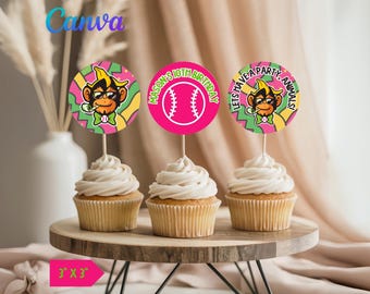 Decorazione per cupcake a tema animali da festa, decorazioni per compleanno a tema baseball a tema animali da festa, decorazioni per feste a tema animali da festa, cupcake a tema animali da festa di Savannah Bananas