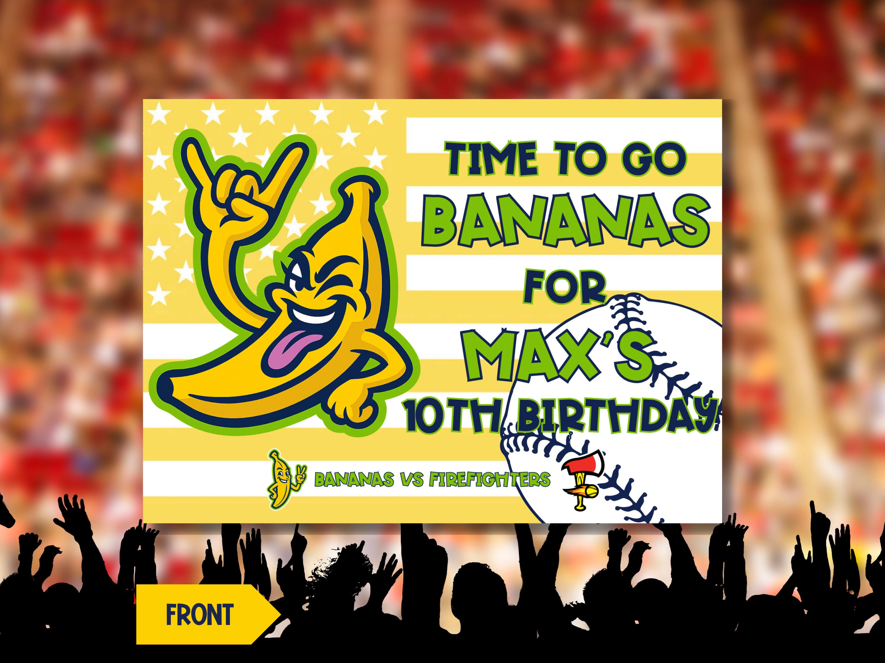 Banana Ball Handheld Sign, 24x18 Sign for Fans, Savannah Bananas