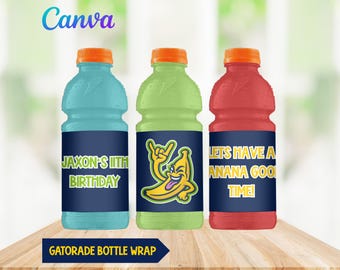 Involucro per bottiglie di Gatorade Savannah Bananas, involucro per bottiglie di Gatorade Banana Ball, decorazioni per feste Savannah Bananas, decorazioni per feste di compleanno Banana Ball