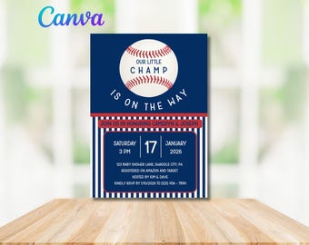 Our Little Champ Baseball Baby Shower, Baby Boy Shower, Sports Baby Shower, Baby Shower Invitation