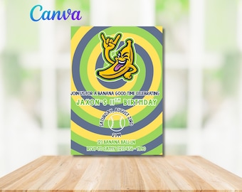 Banana Ball Birthday Invitation, Banana Baseball Digital Invitation, Savannah Bananas Baseball Birthday Party