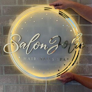 Personalized Round Acrylic LED Backlight Sign Custom Business Sign for ...
