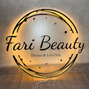 Personalized Round Acrylic LED Backlight Sign Custom Business Sign for ...