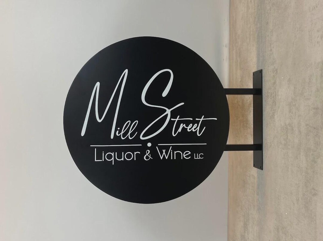 Custom Steel Blade Business Sign | Double Sided Hanging Storefront Sign ...