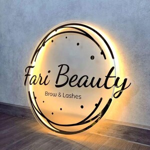 Personalized Round Acrylic LED Backlight Sign Custom Business Sign for ...