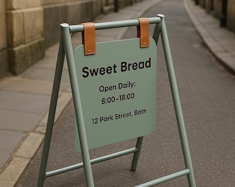 Custom Double Sided A Frame Sidewalk Sign for Outdoor Business Advertising and Personalized Storefront Cafe Display
