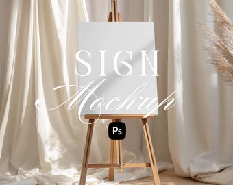 Minimalist Wedding Sign Mockup, 18x24 Easel, PSD (Digital Download)