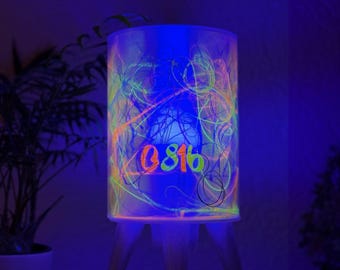 Retro neon tripod table lamp, living room lighting, designer lamp, mid-century style, unique design lamp, model "Not 08/15"