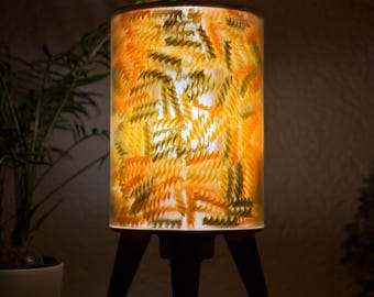 Retro table lamp, tripod lamp, living room/kitchen lighting, designer lamp, mid-century style, designer lamp, model "Fusilli Tricolore"