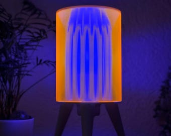 Retro table lamp, white and orange tripod lamp, living room lighting, designer lamp, mid-century unique design lamp, model "Lightfall"
