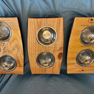 Whiskey Stave and Wine Box Pet Feeding Station