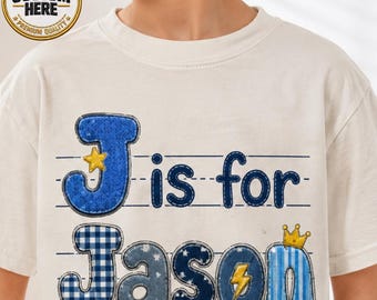Custom Name Boys Toddler Shirt, Back to School Kindergarten Tee, Personalize School Alphabet Kids Shirt, First Day of School