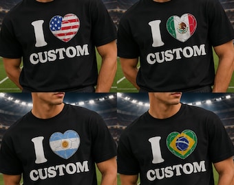 Custom I Heart Soccer Shirt, Country Soccer Shirt, Personalized Football Tee, World Soccer Fan Gift, Jersey Matching Game Day Graphic TShirt
