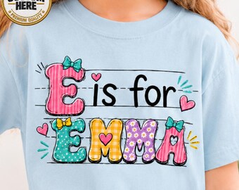 Personalized Back to School Shirt, First Day of Kindergarten Custom Tee, Custom Alphabet Shirt, Cute Toddler School Outfit for Girls