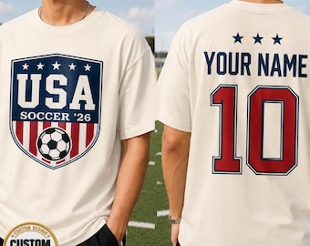 Camiseta personalizada de la selección de fútbol de EE. UU. 2026, camiseta de fútbol de Estados Unidos, regalo personalizado para aficionados al fútbol de Estados Unidos, camiseta de fútbol de EE. UU., fútbol mundial 2026