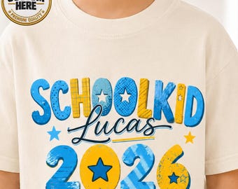 Custom School Kids Shirt, Personalized Name Boy Tee, Back to School Shirt 2026, First Day of School TShirt, Pre K Kindergarten Varsity Tee