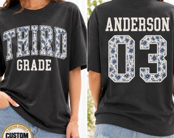 Personalized  School Grade Team Shirt, Custom Floral Grade Teacher Shirt, Back to School T-Shirt, Grade Squad Flower Tee