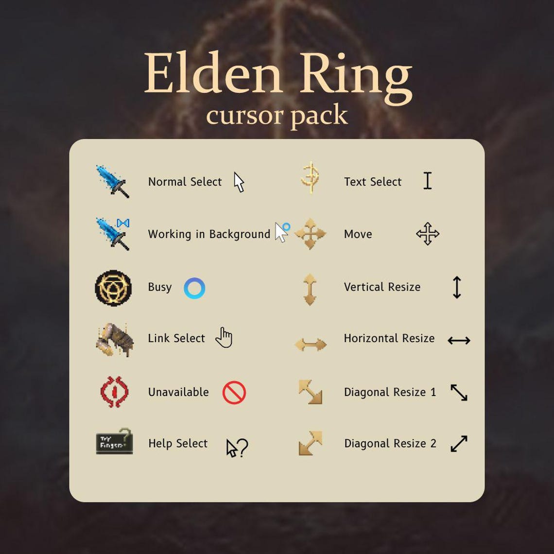 Elden Ring Cursor Pack | Windows Only | Mouse Cursors | Instant ...