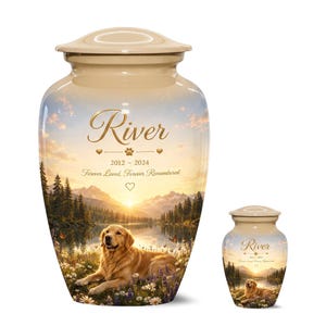 Hunde-Kremationsurnen für Asche am Lake Sunset – Personalisierte Gedenkurne