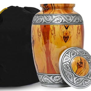 Aluminum Wooden Finish Cremation Urns for Human Adult Ashes - Large urn - Funeral Burial Urn - 200 Cubic inches