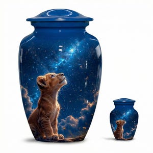 Lion Cub Cremation Urns for Human ashes - Personalised Funeral Memorial Urn | Adult and Keepsake