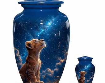 Urne per cremazione di cuccioli di leone per ceneri umane - Urna commemorativa funebre personalizzata / per adulti e ricordo